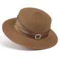 thumbnail image 3 of Fewfanhot Women Wide Brim Straw Boater Hat UPF Sun Protection Foldable Beach Fedora with Rhinestone Buckle Ribbon, 3 of 6