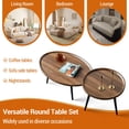 thumbnail image 4 of Modern Nesting Side Table Set of 2 Walnut Coffee Tables for Living Room Mid Century Modern Nesting Side Tables for Living Room Farmhouse End Table for Small Spaces Sofa Bedside Balcony Walnut, 4 of 7