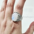 thumbnail image 4 of Rainbow Moonstone Mens Ring, Natural Blue Fire Rainbow Moonstone, Silver Jewelry, 925 Silver Ring, Birthday Gift, Heavy Mens Ring, Arabic Design, Ottoman Style Ring, Christmas, Turkey Mens Signet Ring, 4 of 8