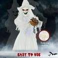 thumbnail image 4 of Outsunny 74" Life Size Outdoor Halloween Decorations White Witch Holding Pumpkin Head, Standing Skeleton Ghost Animated Prop Décor, 4 of 9