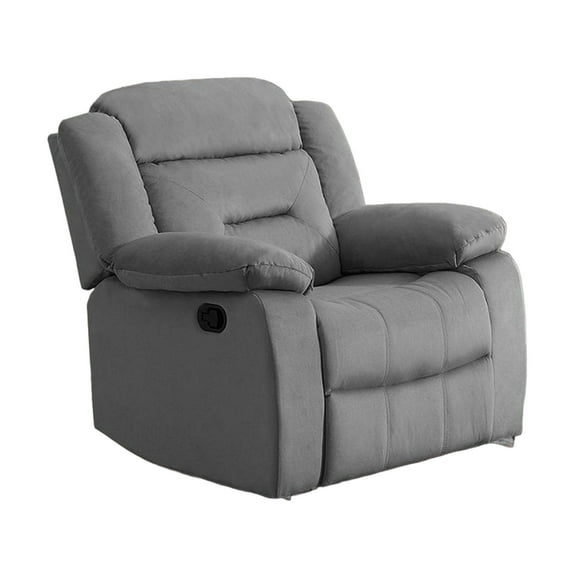Niko Manual Recliner Chair, Soft Tufted Light Gray Velvet, Solid Wood