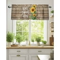 thumbnail image 2 of Sweet Home Valances for Windows Sunflower Vintage Rustic Brown Stripe Wood Board Valance Rod Pocket Short Window Treatments Curtains for Kitchen Bathroom Living Room Bedroom, 42 x 12 Inch, 2 of 7