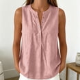 thumbnail image 2 of oqasdz Tank Tops for Women Sleeveless Button Crewneck Solid Color Shirt Comfort Loose Fit Blouse Lightweight Daily Wear Versatile Casual Outdoor,Pink,XL, 2 of 4