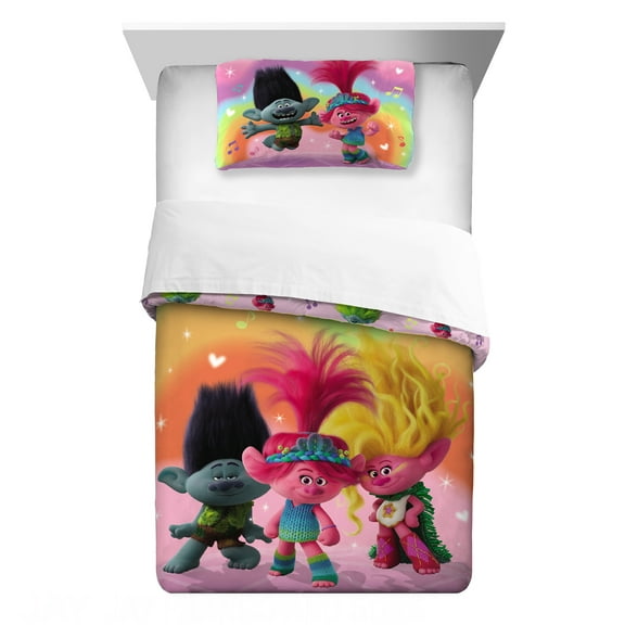 Trolls Kids Comforter Set, 2-Piece, Twin/Full, Reversible