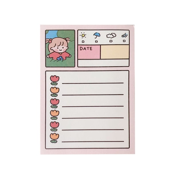 Blocs De Recordatorio Blocs de recordatorio de mensajes creativos para manualidades de papel de notas de niña de dibujos animados (estilo C) Likrtyny Libre de BPA