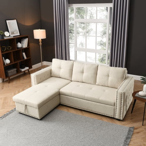 JINS & VICO LShaped sofa,Morden Fort Velvet Reversible Sleeper