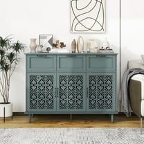 LFGUIZO Green 3-Drawer 2-Rack Sideboard, Accent Cabinet with Adjustable Shelves, 47-inch Storage Cabinet, Dining Room, Living Room, Kitchen, Entrance，New home