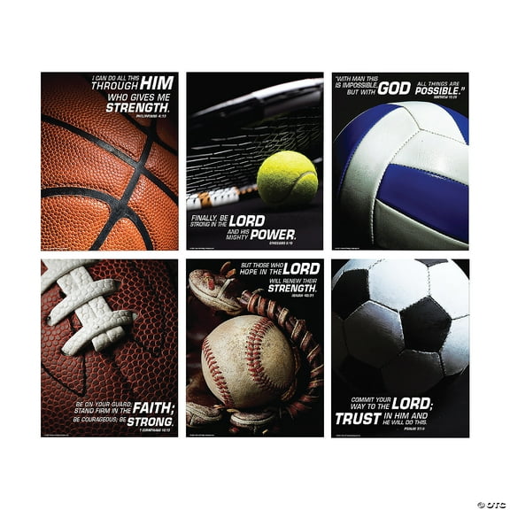 Fun Express 16" x 20 3/4" Religious Sports Bible Verse Poster Set - 6 Pieces