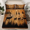 thumbnail image 2 of Homewish Jungle Animal Deer Twin Sheet Sets,Rustic Farmhouse Cabin Twin Fitted Sheet,Old Barn Door Flat Sheet For Kids,Ultra Soft Home Decor,3 Pieces, 2 of 7