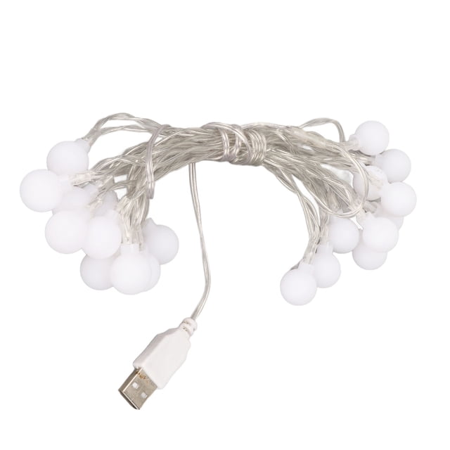 Cadena De Luces De Bolas, Fuente De Alimentación Con Puerto USB, Cadena De Lámpara Decorativa Impermeable, Globo LED Blanco Cálido, Luces De Hadas Estrelladas Para Bodas,