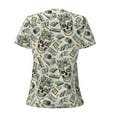 thumbnail image 4 of Naloa Skull with Cash Print T-Shirts Short Sleeve V Neck Tees for Women Fashion Tops Trendy Lightweight Soft Casual Summer Outfits Clothes, 4 of 5