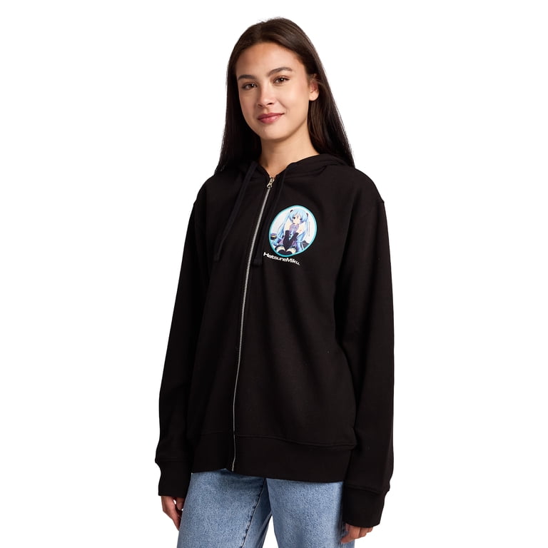 Hatsune Miku Character & Logon Women's Black Long Sleeve Zip