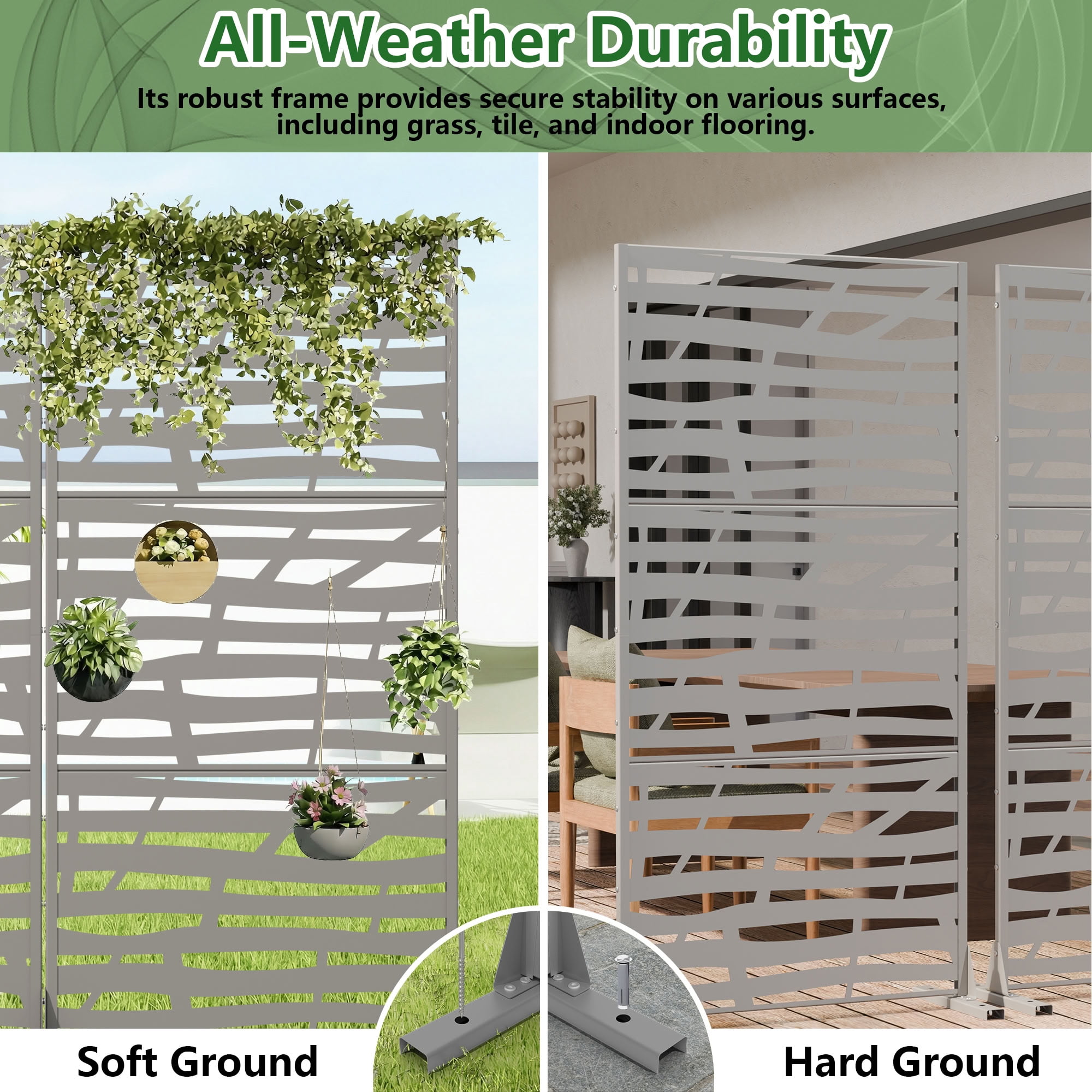 MAYEERTY 72*35in Outdoor Privacy Screen, Rust Proof Metal Privacy Panel, Decorative Privacy Divider for Patio, Balcony, Backyard, Garden