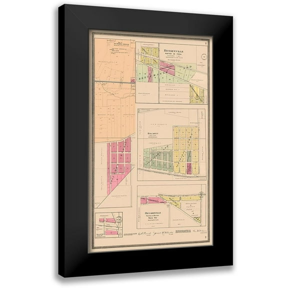Middle - West Publishing Co. 10x14 Black Modern Framed Museum Art Print Titled - Downers Grove Tioga Belmont Ontarioville Illinois
