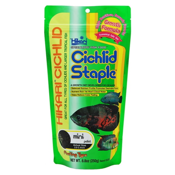 Hikari Cichlid Staple Mini Pellet Fish Food, 2 Oz