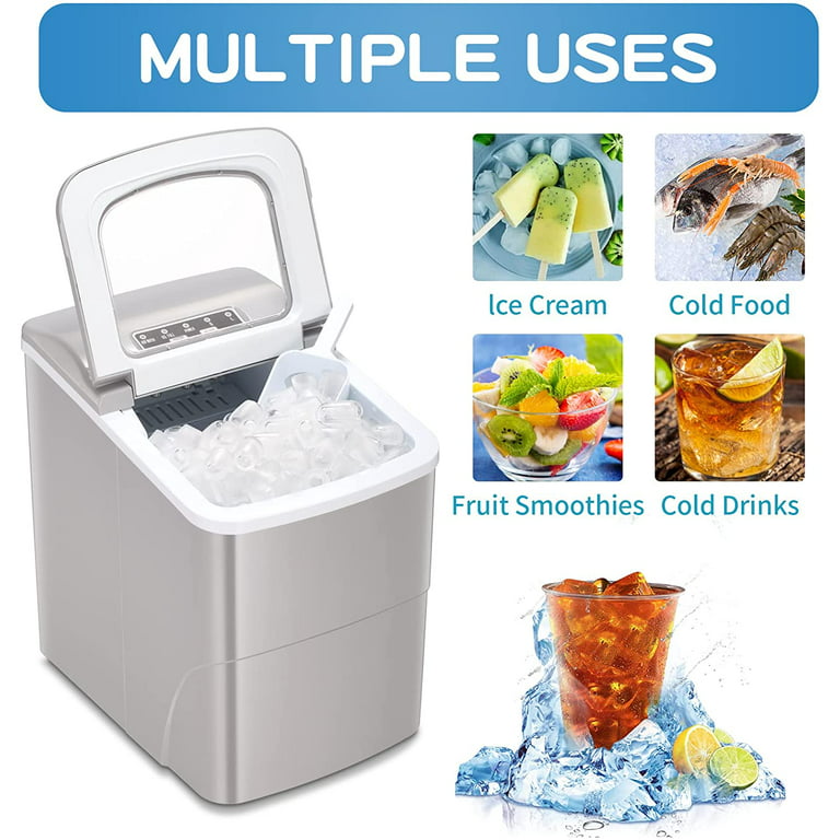 Electactic Ice Maker Machine for Countertop, 26Lbs/24H Portable Electric  Ice Makers, Compact Ice Cube Maker with Ice Scoop and Basket 9 Cubes Ready  in 6-8 Minutes,Ice Making Machine for Home 