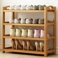 thumbnail image 1 of Zapatero de bambú: espacioso, duradero, almacenamiento de zapatos de 4 capas para dormitorio y dormitorio (60 cm/23,6 pulgadas de largo), 1 of 5