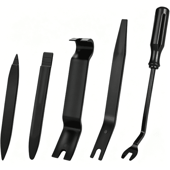 EXLEAF 5 Pcs Auto Trim Removal Tool Kit, Car Panel Clip Remover Set for Door/Window Trim - Pry Tools with Fastener Remover, Black Auto Repair Kit for DIY