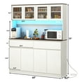 thumbnail image 2 of Blotout 71''Kitchen Pantry Hutch with Power Outlet, LED Modern Coffee Bar Cabinet w/ 8-Door Storage Cabinets, 2 Drawers, 10 Adjustable Shelves, 2 Side Racks, Floor Cabinet for Dining Living Room, 2 of 7