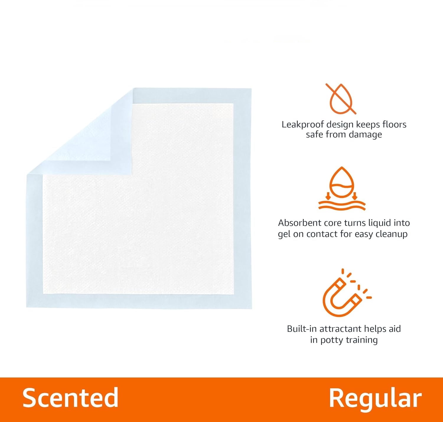 Dog and Puppy Pee Pads with 5-Layer Leak-Proof Design and Quick-Dry Surface for Potty Training, Regular, 22 x 22 Inch, Scented, Pack of 100, Blue & White