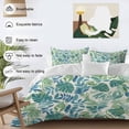 thumbnail image 3 of 3 Piece Palm Leaves Duvet Cover Set Full Size,Microfiber Comforter/Quilt Cover with Corner Ties and 2 Pillowcases,Green Blue Tropical Plants Summer Country All Season Soft Bedding with Zipper Closure, 3 of 8