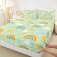 thumbnail image 5 of Manfei Grid Sky Queen Sheets, Moon Star Rainbow Queen Sheet Sets, Green, 4 Pieces, 1 Flat Sheet, 1 Fitted Sheet and 2 Pillowcases, 5 of 6