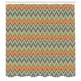 thumbnail image 2 of Ambesonne Boho Art Shower Curtain, Modern Themed Zigzag Look, 69"Wx70"L, Eggplant Green and Orange, 2 of 4