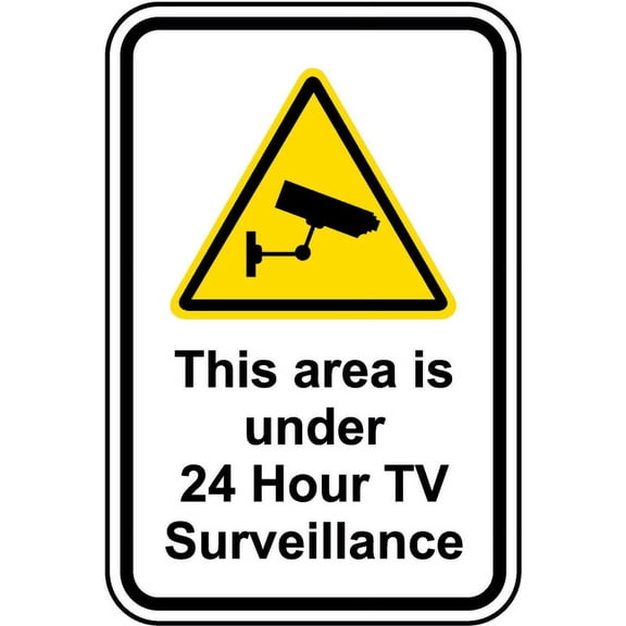 Vinyl Stickers - Area Under 24 Hour TV Surveillance Sign D6 - Safety and Warning Warehouse Signs Stickers - 3.5" x 5" - 3 Pack
