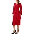 thumbnail image 4 of INSPIRE CHIC Women's Cocktail Dress Wrap Ruched V Neck Long Sleeve Elegant Formal Sheath Dresses M Burgundy, 4 of 6