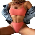 thumbnail image 4 of BONIXOOM Swimsuit Women Tankini Elastic Solid Bikinis Bikini Summer Swimwears on Clearance Pink Size 6, 4 of 7
