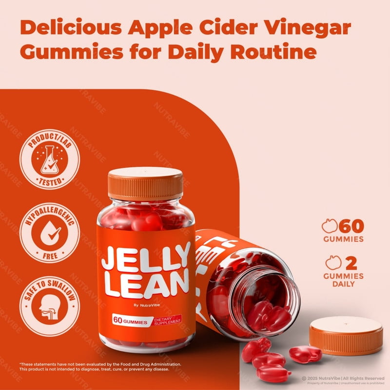 Jelly Lean – Natural Daily Gummy Formula Designed to align with Fitness Goals, Support active Lifestyle & Body Balance | Just 2 Great-Tasting, Easy-to-Chew Gummies Daily (60 Gummies)