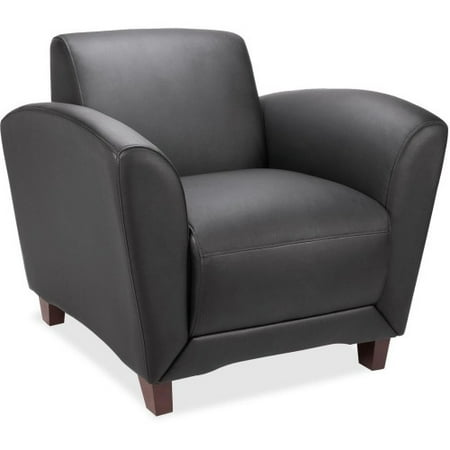 UPC: 0035255689526 | Lorell Reception Seating Club Chair Black Leather Seat – Four-legged Base – Black – 36  Width x 34.5  Depth x 31.3  Height – 1 Each
