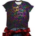 thumbnail image 5 of Ounisa Womens Mardi Gras Sweatshirts Carnival Sweatshirt Funny Mask Graphic Short Sleeve Shirts Fat Tuesday Pullover Top, 5 of 6