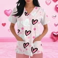 thumbnail image 3 of Valentines Scrubs Top for Women Plus Size Loose V Neck Cute Valentine Love Printed Scrub Shirts Casual Short Sleeve Scrubs Medical Nurse Workwear Nursing Uniform with Pockets Pink L, 3 of 5