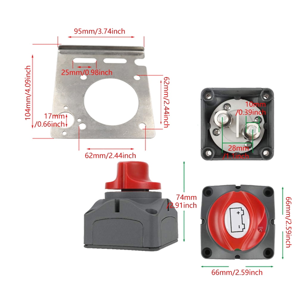 NEXAVKPR 12V-48V 275A Battery Isolators Selector Switches Waterproof Battery Disconnect Rotary Switches Circuit Cutter for Car Boats