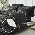 thumbnail image 5 of Davulos Gold Metallic Marble Comforter Set Queen Size,7 Piece Bed in a Bag Microfiber Complete Bedding Sets,Black, 5 of 10