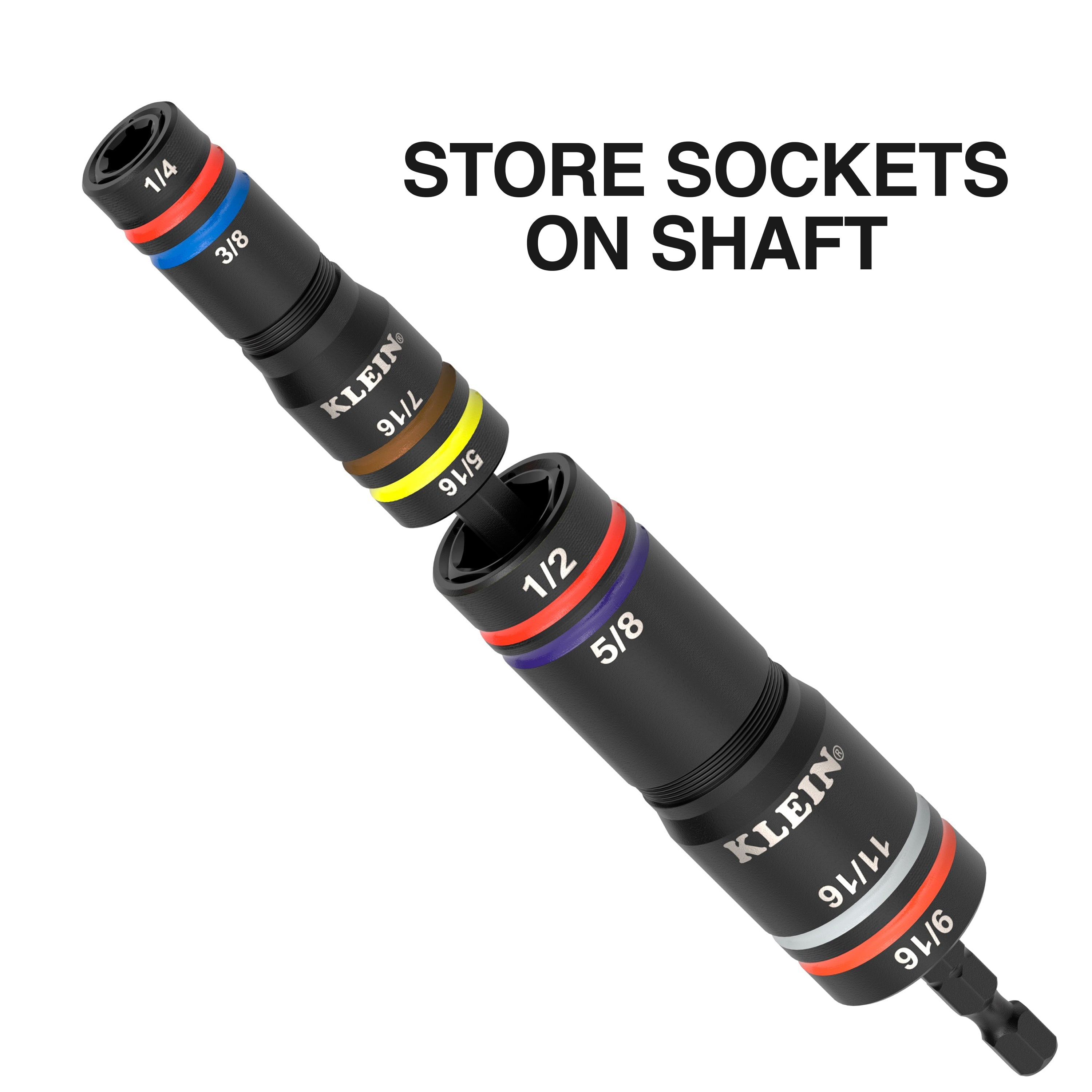 Klein Tools Knect Quad-16 Heavy-Duty Impact Flip Sockets, Sae And Metric, 6-Pieces