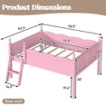 thumbnail image 2 of Harper & Bright Designs Full Loft Bed with Side Book Shelf, Solid Wood Low Loft Bed Frame with Full-Length Guardrails and Ladder for Boys Girls, Pink, 2 of 15