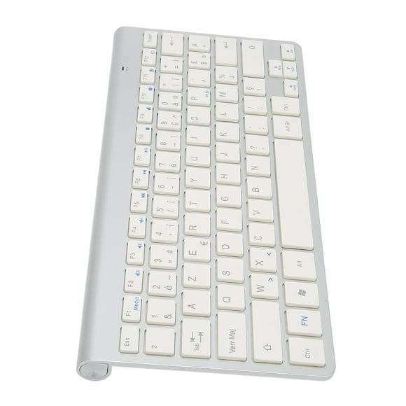 2.4G Cordless Keyboard Ultra Slim and Compact Keyboard, QWERTY UK Layout Bilingual Keyboard, for Computer Desktop PC Laptop Tablet, White