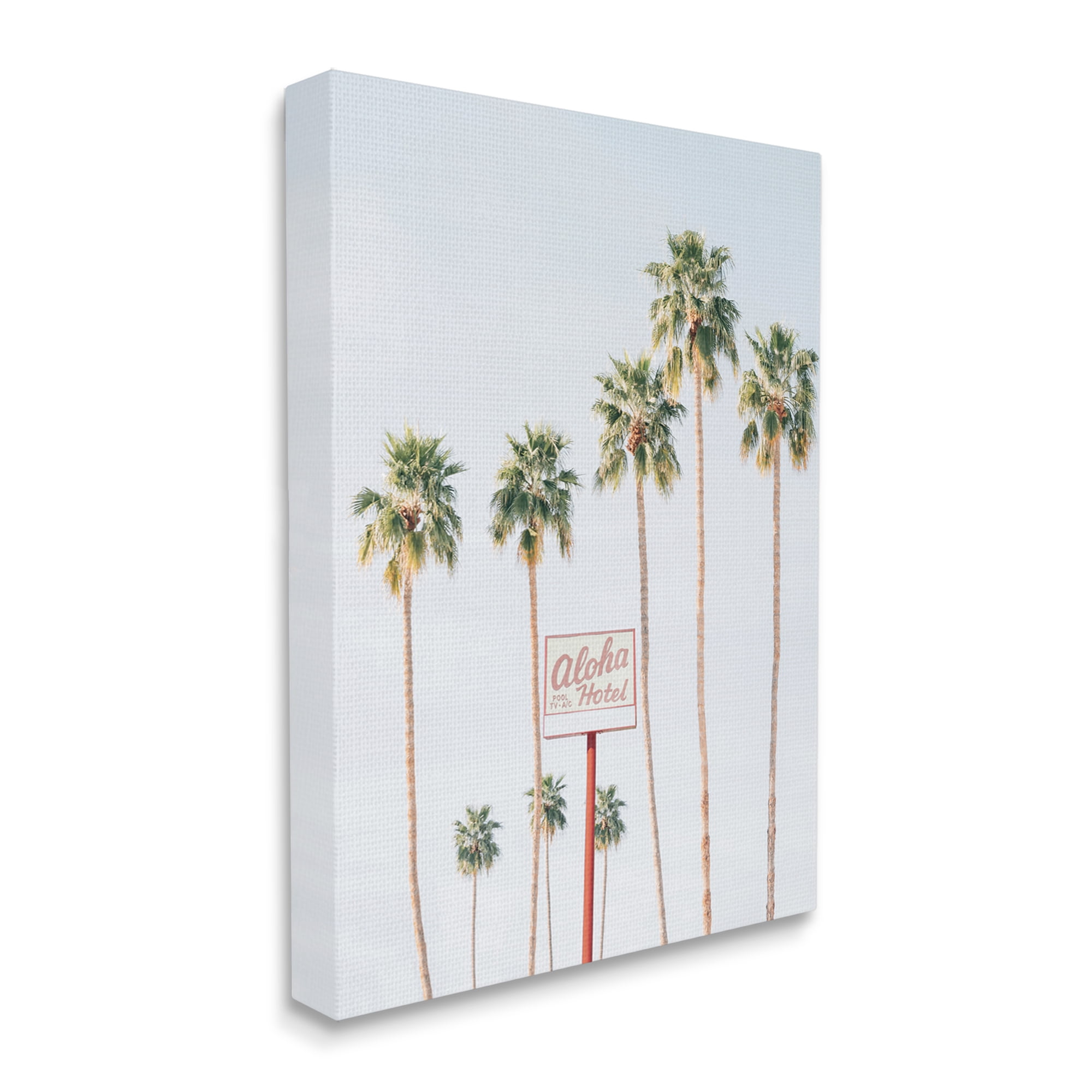 Stupell Industries Aloha Hotel with Palm Trees Botanical & Floral Painting Gallery Wrapped Canvas Print Wall Art, 36 x 48