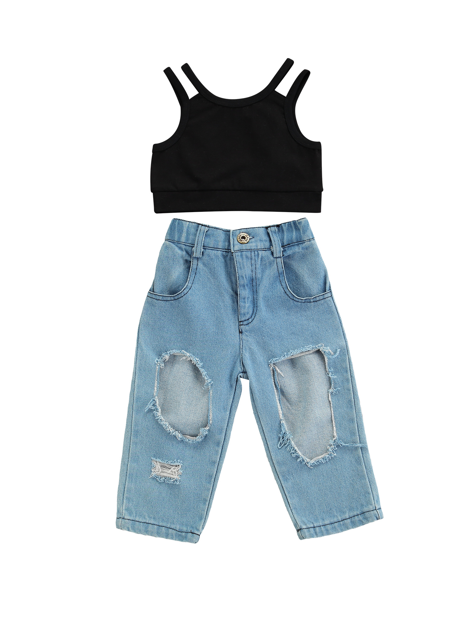 Kuriozud Baby Camisole Ripped Jeans 