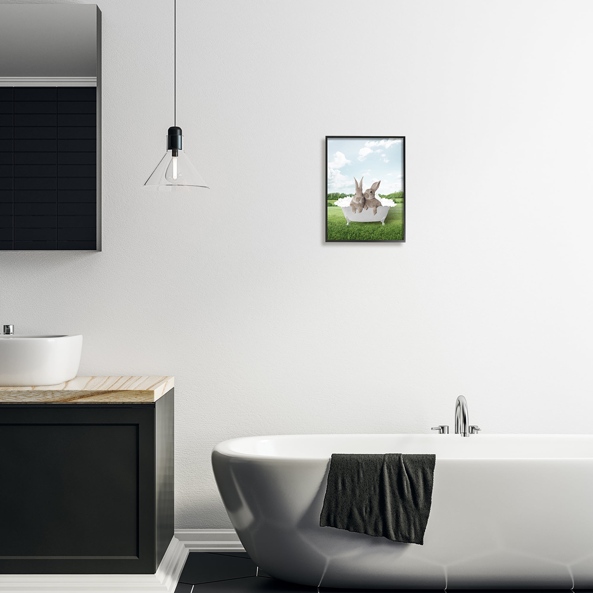 Stupell Industries Bubble Bath in Field Nature Painting Black Framed Art Print Wall Art, 11 x 14