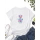 thumbnail image 1 of Girls' & Teens' Soft Knit Short-Sleeve T-Shirt - Vibrant Pineapple & Feather Graphic, Crew Neck, Lightweight Polyester Blend, Casual Summer Top, Machine Washable, Playful Graphic Tee | Round Neckline, 1 of 6