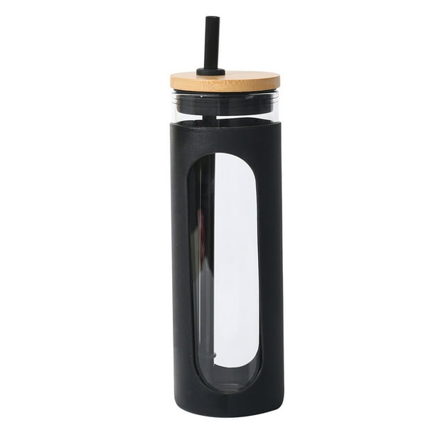 Botella de vidrio de color caramelo de 600 ml, botella de vidrio resistente a altas temperaturas con cubierta de aislamiento térmico