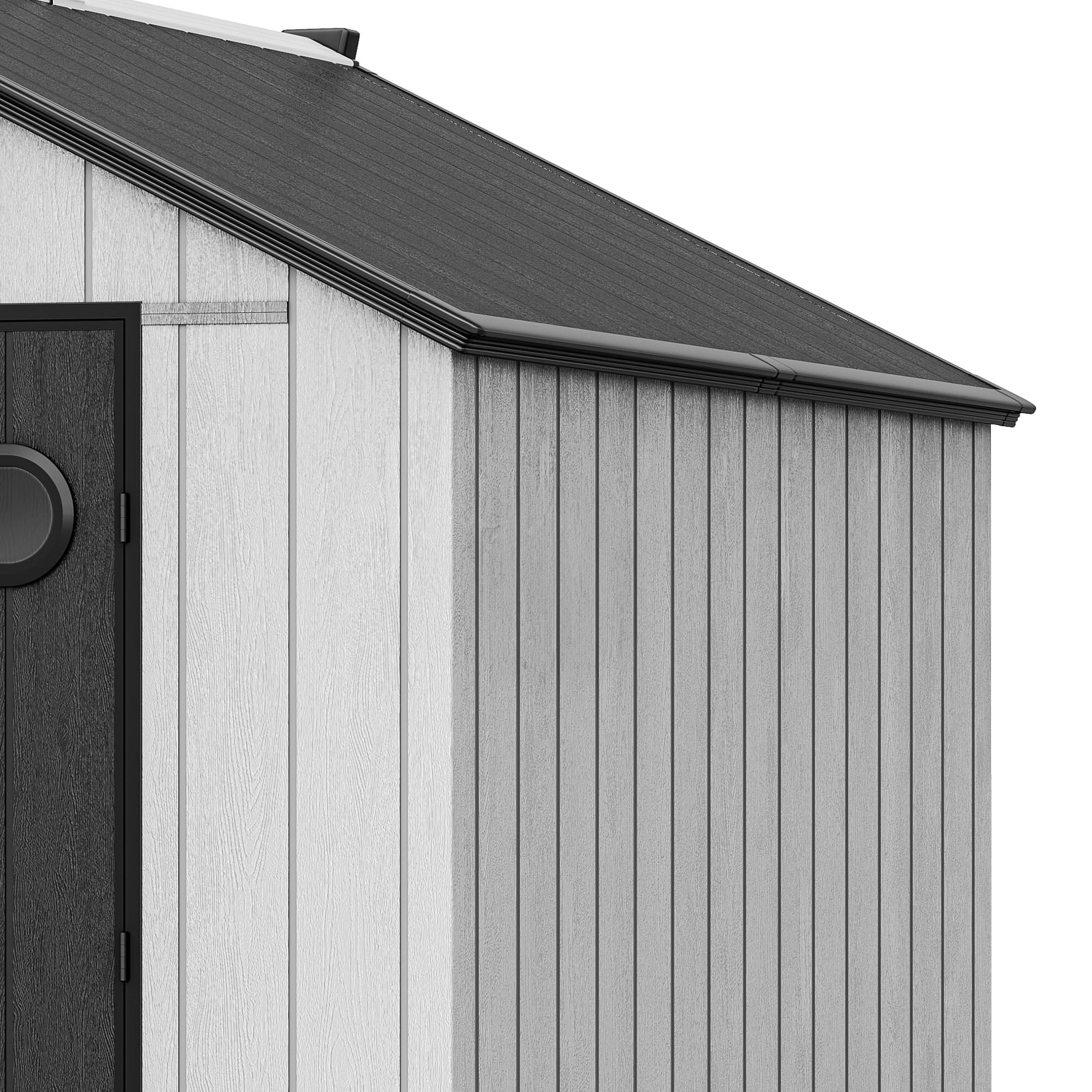Uforic 8x8ft Outdoor Resin Storage Shed with Floor, 427cuft Garden Shed with Lockable Door, Windows & Vents, Plastic Tool Storage, Waterproof