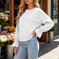 thumbnail image 5 of Hurxie Women's Casual Crew Neck Sweatshirt Long Sleeve Ruched Solid Loose Fitting Pullover Tops, 5 of 7