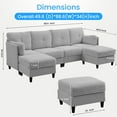 thumbnail image 2 of BALUS U-Shaped Sectional Sofa, Corduroy Couch with Modular Design, 6-Seater Cloud-Like Living Room Sofa & Removable Ottomans, Light Grey, 2 of 7
