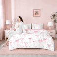 thumbnail image 5 of jejeloiu Kawaii Bow Twin Bedding Sets 7-Piece,Girls Bow Knot Bedding Comforter Set,Pink White Flower Sheet Sets For Child,Breathable Bedroom Decorative Reversible, 5 of 8