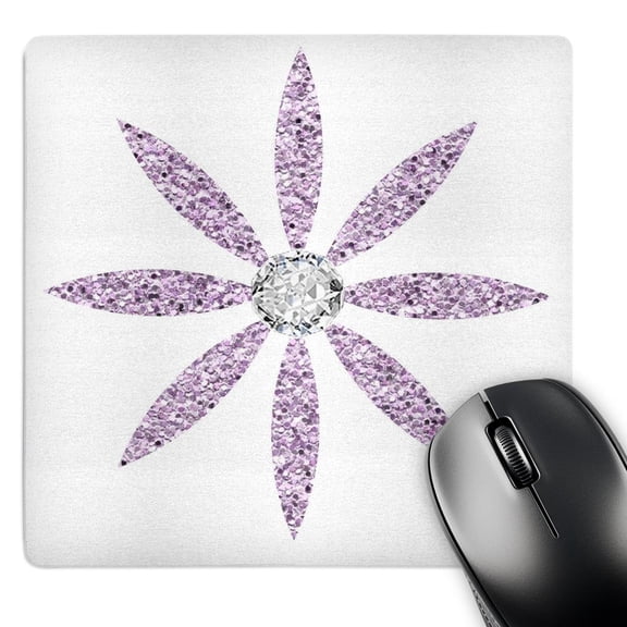 3dRose, Purple Bling Daisy with Diamond Look One Dimensional Center, MousePad