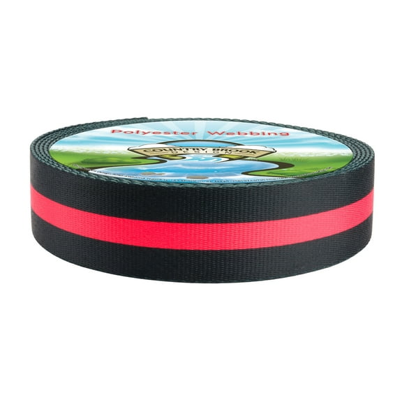 Country Brook Design® 1 1/2 inch Thin Red Line Polyester Webbing, 20 Yards